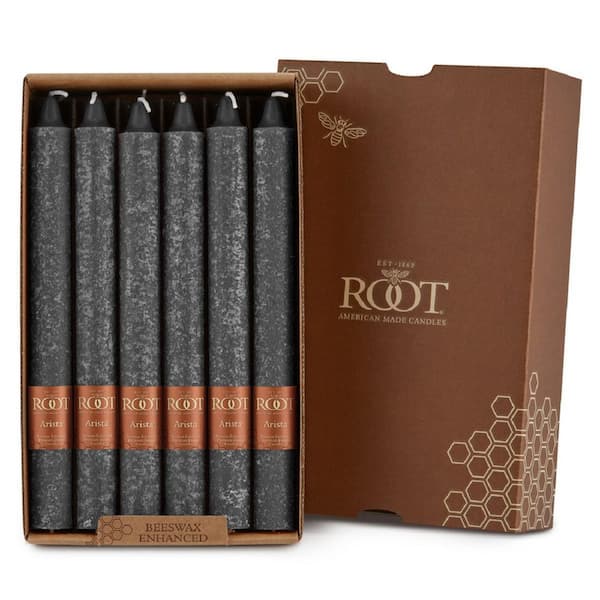 ROOT CANDLES Timberline Arista 9 in. Stone Unscented Taper Candle (Box of 12)