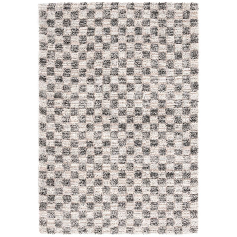 Seattle Shag 9 ft. x 12 ft. Ivory/Gray Checkered Area Rug price history on PriceWatchPro