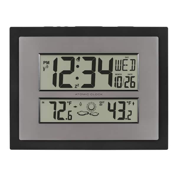 La Crosse Technology Atomic Digital Clock with Temperature and Forecast in Black/Silver
