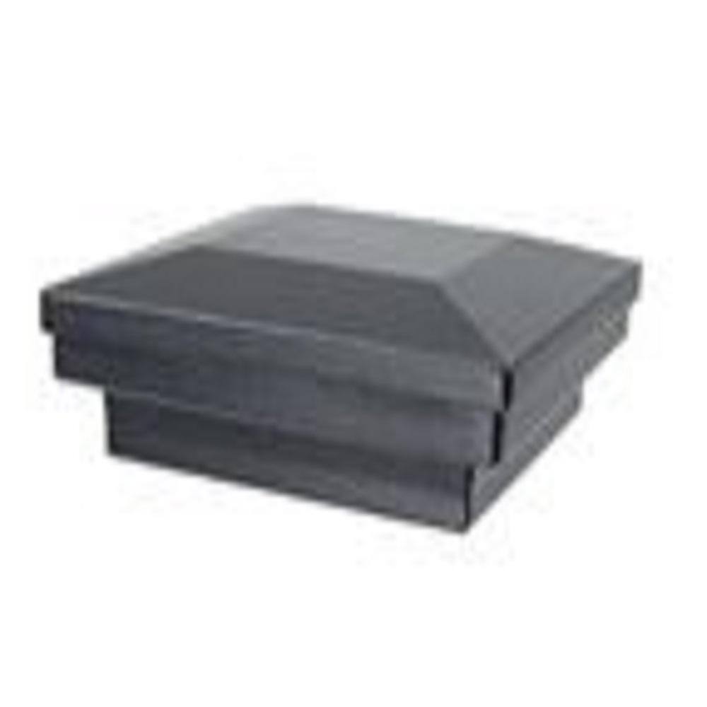 Pyramid Cap Railing Fortress Railing Products 3.5 in. x 3.5 in. Gloss Black Aluminum Flat ...