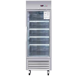 18.68 cu. ft. 27 in. W Commercial Refrigerator Single Glass Door Stainless Steel Display Refrigerator in Silver