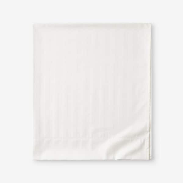 The Company Store Company Cotton Dobby Stripe Wrinkle-Free Sateen Cream Cotton Twin/Twin XL Flat Sheet