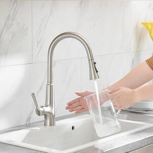 Single-Handle Touchless Pull-Out Sprayer Kitchen Faucet with Water Supply Lines in Brushed Nickel