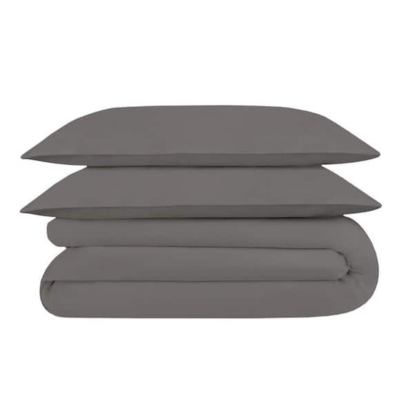 Delara 3-Piece 100% Viscose Derived from Bamboo Dark Gray Duvet Set King,Ultra-Soft,Includes Duvet Cover and Pillow Sham