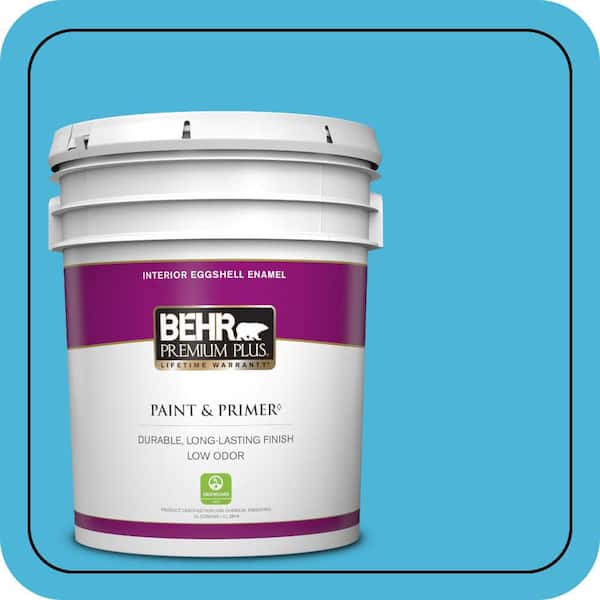 BEHR PREMIUM PLUS 5 gal. #P490-4 Aztec Sky Eggshell Enamel Low Odor Interior Paint & Primer