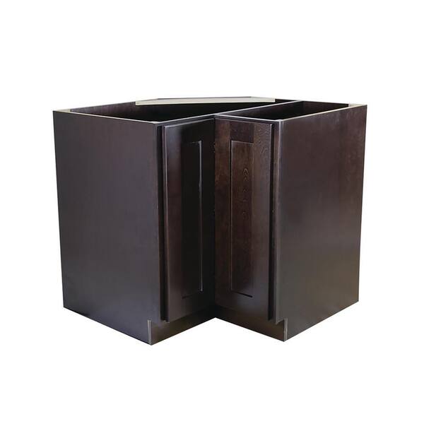 Design House Brookings Solid Wood ReadytoAssemble Shaker 36in.x34.5in.x24in.2 Door Lazy Susan Corner Base Kitchen Cabinet in Espresso