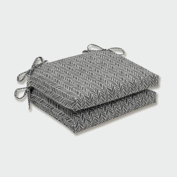 Pillow Perfect 18.5 in. x 16 in. Outdoor Dining Chair Cushion in Grey/Ivory (Set of 2)