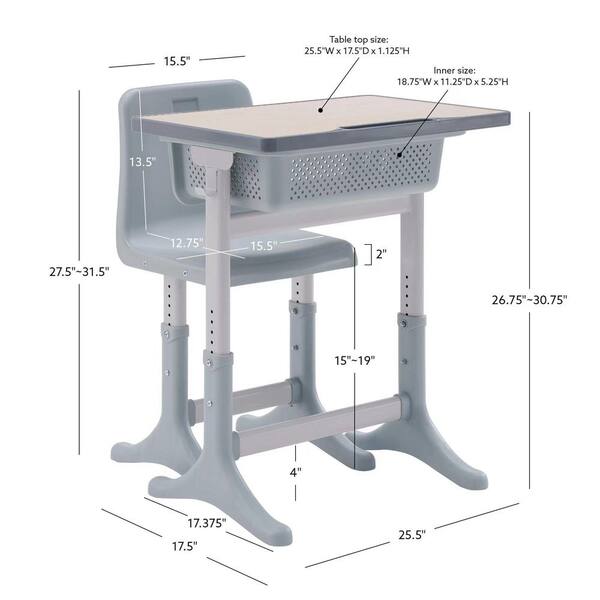 Ideal height of outlet study table and chair