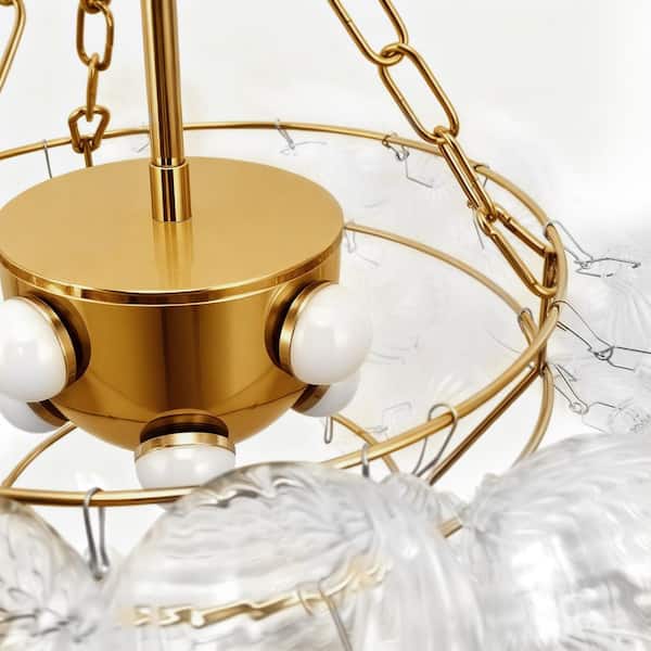 Emeritpro Gold LED Bubble Glass Integrated LED Chandelier with