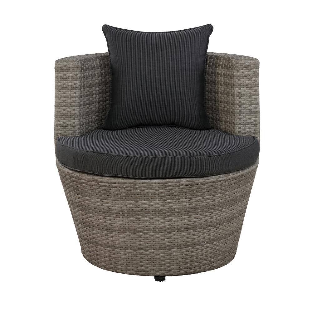 Gray All-Weather Wicker Outdoor Bistro Set with Cushions