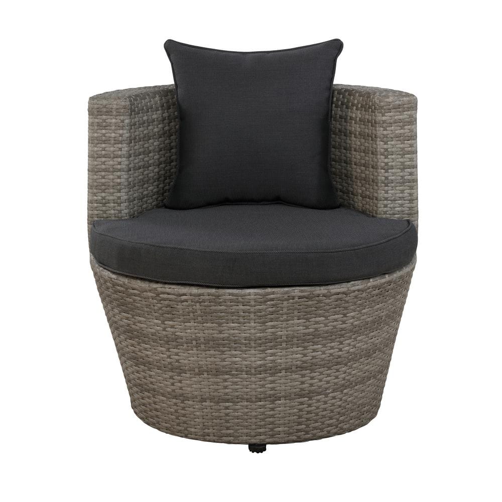Gray All-Weather Wicker Outdoor Bistro Set with Cushions