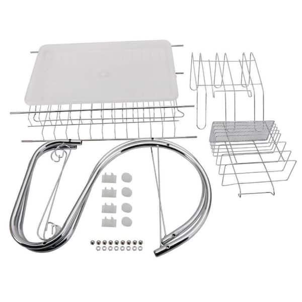 2 Tier Kitchen Stainless Steel Dish Rack with Cutlery Holder and Drainboard  - On Sale - Bed Bath & Beyond - 37417712