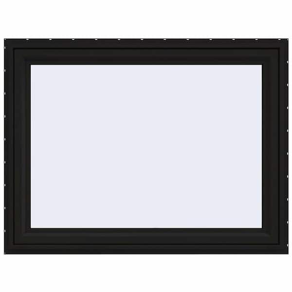 JELD-WEN 48 in. x 36 in. V-4500 Series Black Exterior/White Interior FiniShield Vinyl Awning Window with Fiberglass Mesh Screen