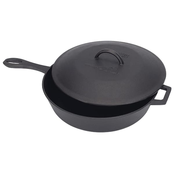 Bayou Classic 5 qt. Pre-seasoned Cast Iron Covered Skillet with Self-Basting Lid
