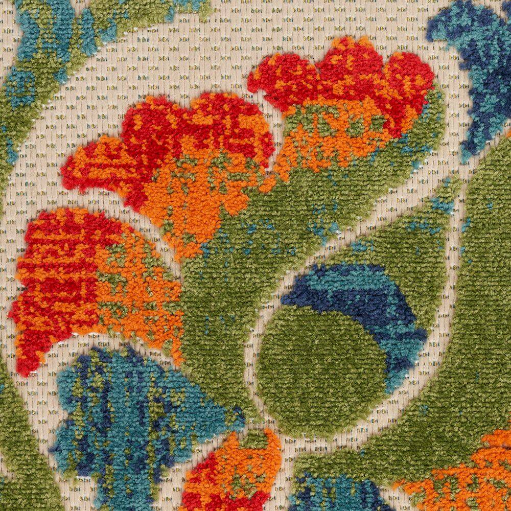 Aloha Red Multicolor Floral Synthetic Outdoor Rug 5'3" x 7'5"