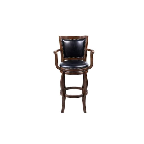Jones 36 in. Extra Tall High Back Swivel Wood Kitchen Bar Stool - Cappuccino