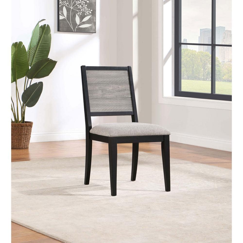 Gray Upholstered Rustic Side Chair with Wood Frame