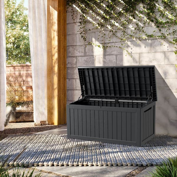 Decksplore 230 Gal. Black Resin Storage Deck Box for Outdoor