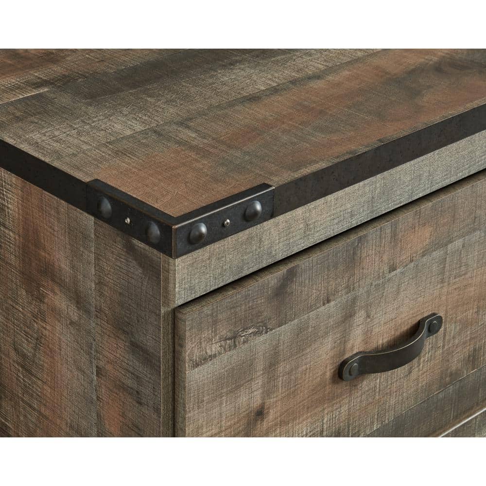 Rustic Reclaimed Barn Wood 60" TV Stand with Fireplace Cabinet in Brown