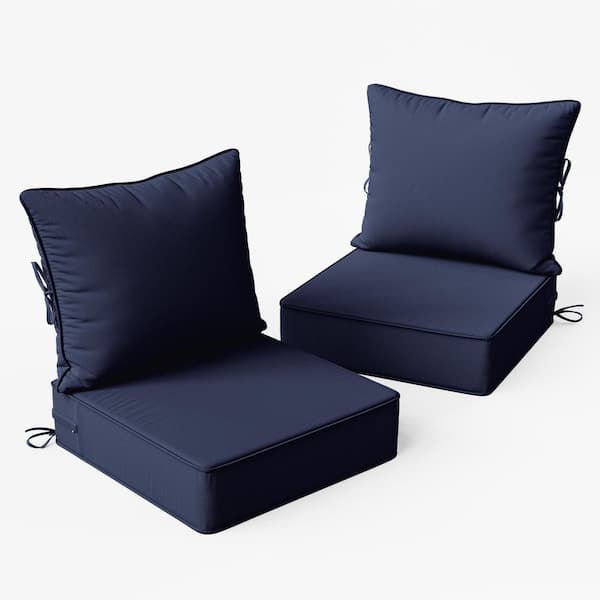 24 x 24 x 6.5 in. Outdoor Waterproof Deep Seat Cushion with Removable Cover for Sofa, Chair, Sectionals (2 -Pack) Navy