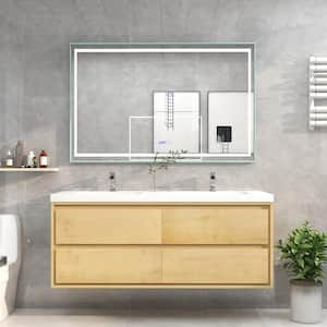 Sage 60 in. W Vanity in Light Oak with Reinforced Acrylic Vanity Top in White with White Basin