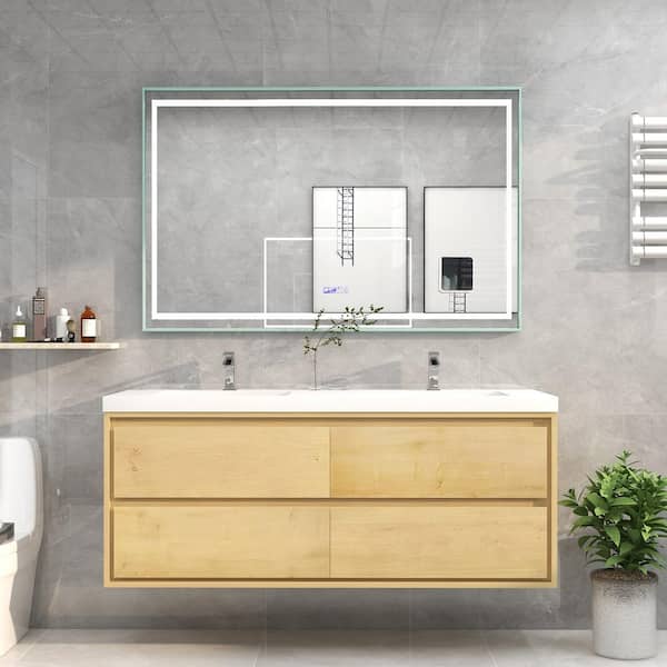 Moreno Bath Sage 60 in. W Vanity in Light Oak with Reinforced Acrylic Vanity Top in White with White Basin