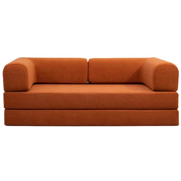 Ashcroft Furniture Co Antelope 78.7 in. Orange Corduroy Ashcroft Furniture Co Antelope 78.7 in. Orange Corduroy