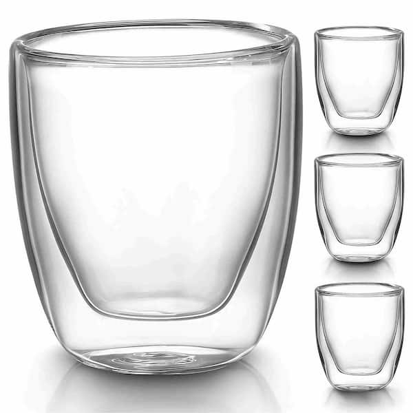 3 oz. Double Walled Microwave Safe Glass Insulated Espresso Shot Cups for Espresso Machine (Set of 4)