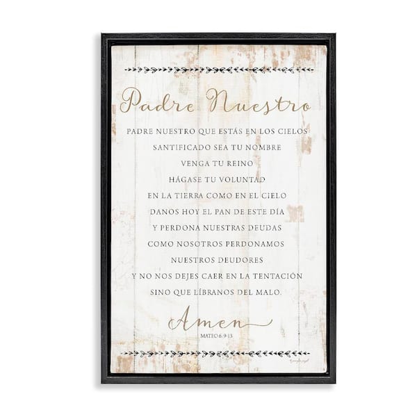 Stupell Industries Our Father Proverbs by Jennifer Pugh Black Floater Frame Religious Graphic Art Print 17 in. x 25 in.