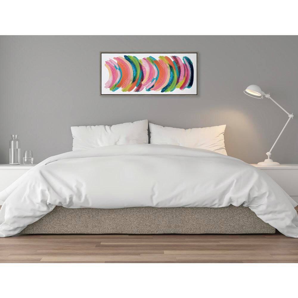 Bright Multicolor Abstract Canvas Wall Art with Gray Frame, 18x40