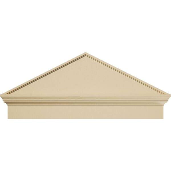 Ekena Millwork 38 in. W x 16-3/8 in. H x 2-3/4 in. P (Pitch 6/12) Peaked Cap Smooth Signature Urethane Combination Pediment, Primed Tan