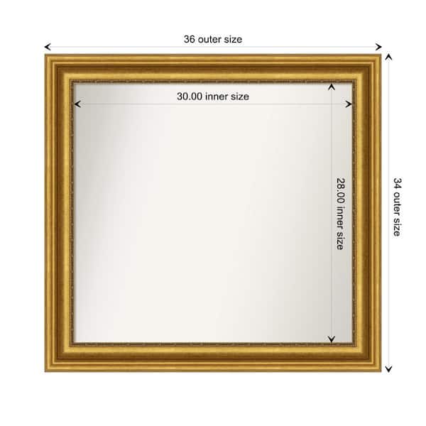 Amanti Art Parlor Gold 35.75 in. x 33.75 in. Custom Non-Beveled Recycled Polystyrene FramedBathroom Vanity Wall Mirror