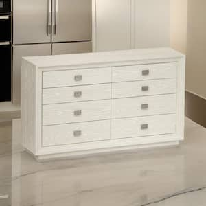 Beige and Brown 8-Drawers 66 in. Dresser Without Mirror