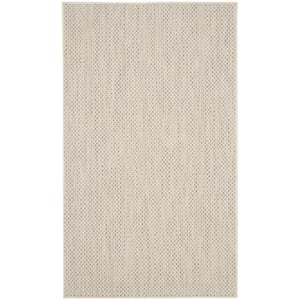 Courtyard Ivory Silver 3 ft. x 5 ft. Geometric Contemporary Indoor/Outdoor Patio Kitchen Area Rug