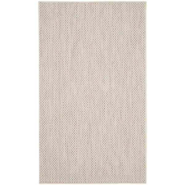 Nourison Courtyard Ivory Silver 3 ft. x 5 ft. Geometric Contemporary Indoor/Outdoor Patio Kitchen Area Rug