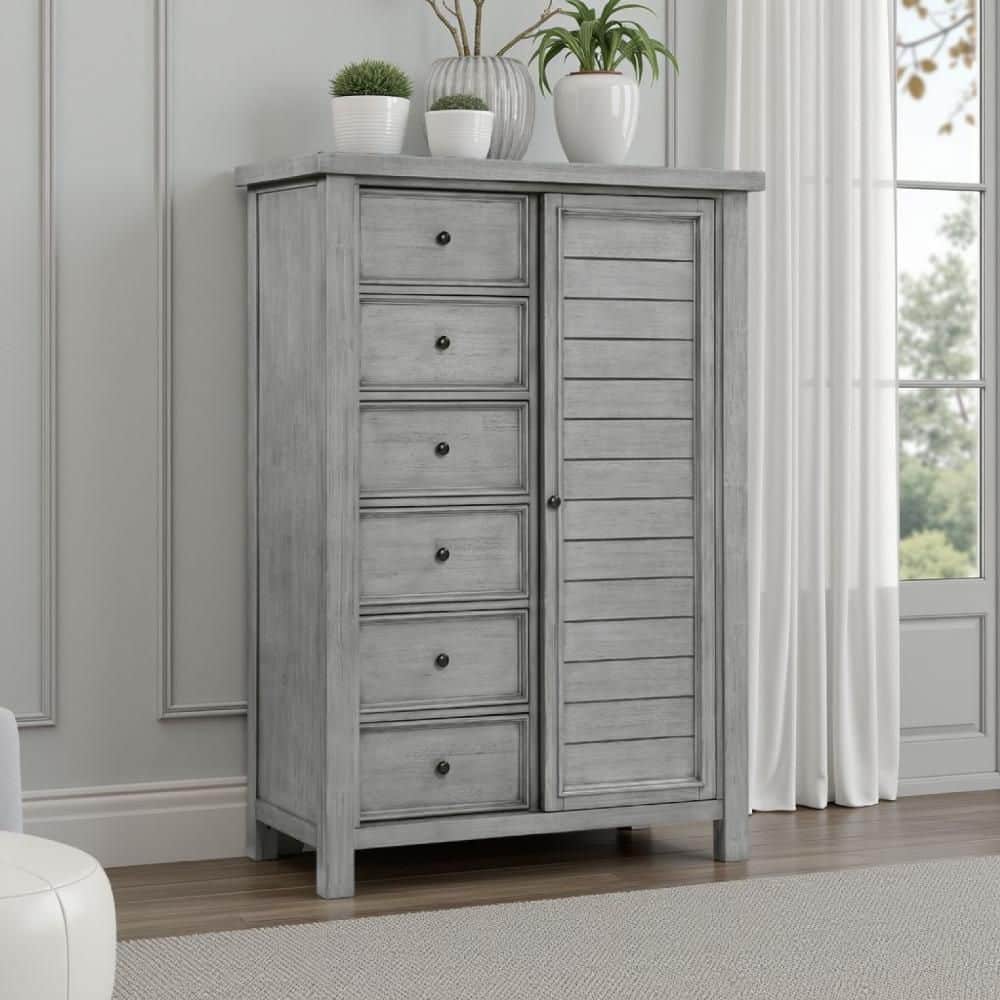 Benjara Daisy Gray 8-Drawer 22.5 in. Chest of Drawers Wardrobe