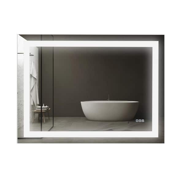KINWELL 48 in. W x 36 in. H Large Frameless Rectangular LED Light Anti-Fog Bathroom Vanity Mirror