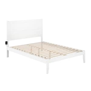 NoHo 60-1/2 in. W White Queen Solid Wood Frame with Attachable Turbo USB Device Charger Platform Bed