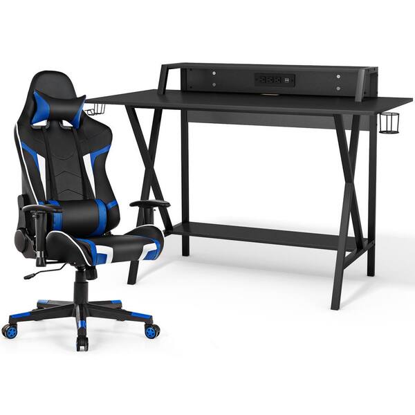 Designa Computer Desk Racing Style, 47 inch Gaming Desk, Writing Home Office Desk with Free Mouse Pad, USB Handle Rack, Cup Hold