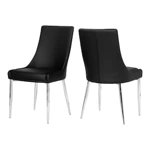 Pewere Silver and Black Faux Leather Upholstered Side Chairs (Set of) 2