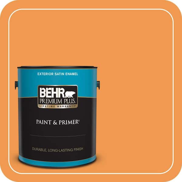 BEHR PREMIUM PLUS 1 gal. #270B-6 Autumn Orange Satin Enamel Exterior Paint & Primer