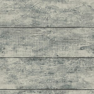 Cabin Teal Paper Pre-Pasted Textured Wood Planks Strippable Wallpaper