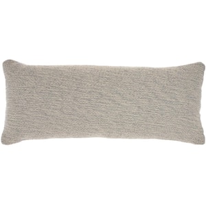 Lifestyles Light Gray Removable Cover 12 in. x 30 in. Rectangle Throw Pillow