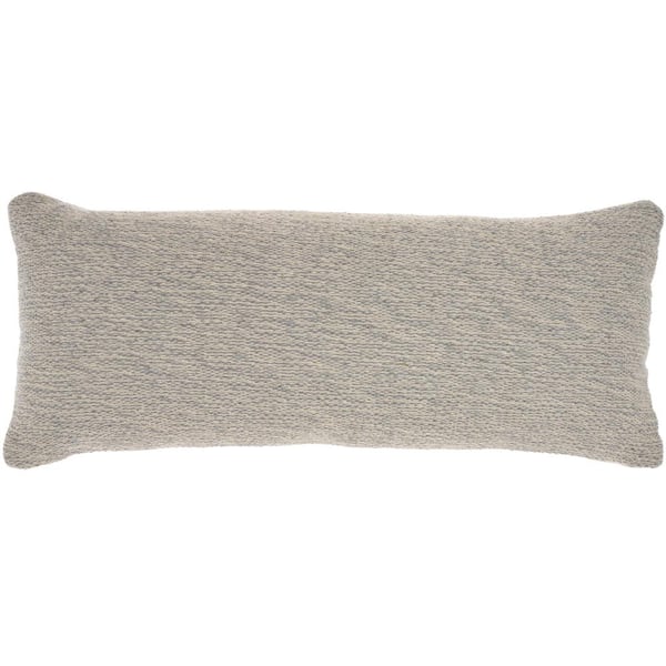 Mina Victory Lifestyles Light Gray Removable Cover 12 in. x 30 in. Rectangle Throw Pillow