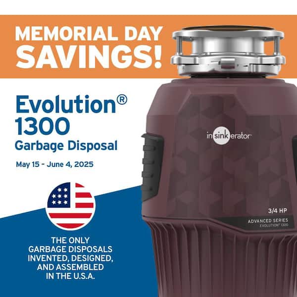 Evolution 1300, 3/4 HP Garbage Disposal, EZ Connect Continuous Feed Food Waste Disposer with Dishwasher Connector Kit