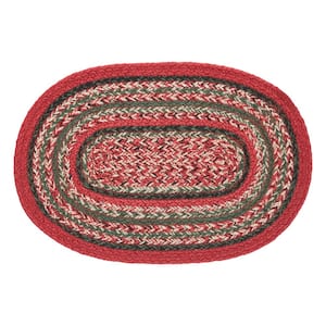 Forrester Indoor/Outdoor 10 in. x 15 in. Red Green Cream Oval PET Placemat