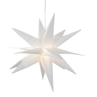 22 in. White LED Lighted Foldable Moravian Star Hanging Christmas Decoration