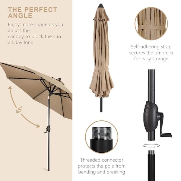 aleko 9 feet outdoor garden patio steel umbrella burgundy color 9FT Outdoor Patio Umbrella, Burgundy / Red Stripes / Blue Stripes / Tan /  Chocolate / Brown - Bed Bath & Beyond