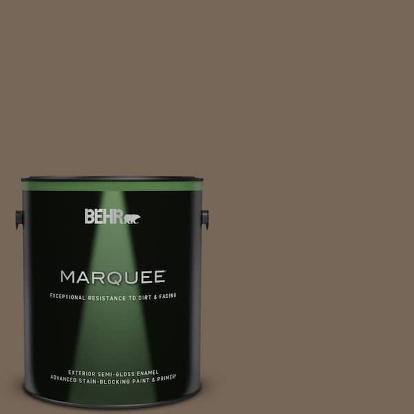 BEHR MARQUEE 1 gal. #N220-6 Landmark Brown Semi-Gloss Enamel Exterior Paint & Primer