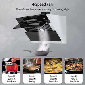 Modern Side-Draft 30 in. Wall Mount or Under Cabinet Range Hood with Voice/Gesture Sensing/Touch Control Panel in Black